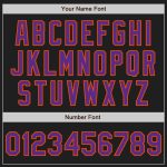 Personalized Black Orange Pinstripe Two-Button Unisex Softball Jersey in Purple Personalized Black Orange Pinstripe Purple