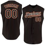 Custom Personalized Baseball Jersey Black Orange Pinstripe Sleeveless with Custom Name and Number Authentic Personalized