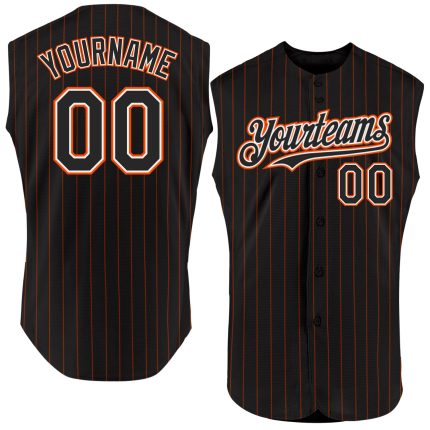 Custom Personalized Baseball Jersey Black Orange Pinstripe Sleeveless with Custom Name and Number Authentic Personalized