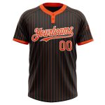 Personalized Black Orange Pinstripe Softball Jersey Unisex Two-Button Design Personalized Black Orange Pinstripe White Two-Button