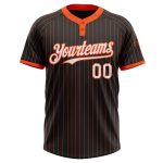 Custom Name and Number Unisex Softball Jersey - Personalized Black Orange Pinstripe Two-Button Design Personalized Black