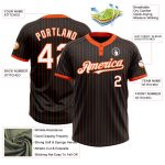 Custom Name and Number Unisex Softball Jersey - Personalized Black Orange Pinstripe Two-Button Design Personalized Black