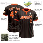 Personalized Black Orange Pinstripe Softball Jersey Unisex Two-Button Design Personalized Black Orange Pinstripe White Two-Button