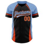 Personalized Black Orange Powder Blue 3D Curve Baseball Jersey for Men Personalized Black Orange-Powder Blue 3D Curve Solid