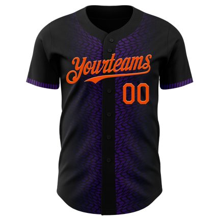 Personalized 3D Geometric Baseball Jersey in Black Orange Purple Personalized Black Orange-Purple 3D Geometric Shapes Baseball