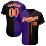 Personalized Fashion Baseball Jersey Black Orange Purple Split Design Personalized Black Orange-Purple Split Fashion Baseball