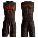 Custom Name Number Basketball Jersey Sublimation Suit - Personalized Black Orange Round Neck Team Uniform Personalized Black
