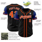Custom Name and Number Two Tone Baseball Jersey - Personalized Black and Orange-Royal Edition Personalized Black Orange-Royal