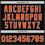 Custom Team Name and Number Black Orange-Royal Varsity Letterman Bomber Jacket Full-Snap Two Tone Personalized Black Orange-Royal