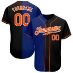 Personalized Black Orange Royal Split Fashion Jersey for Baseball Personalized Black Orange-Royal Split Fashion Baseball