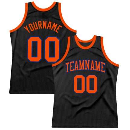 Custom Black and Orange Royal Throwback Basketball Jersey for Men Personalized Black Orange-Royal Throwback Basketball Jersey