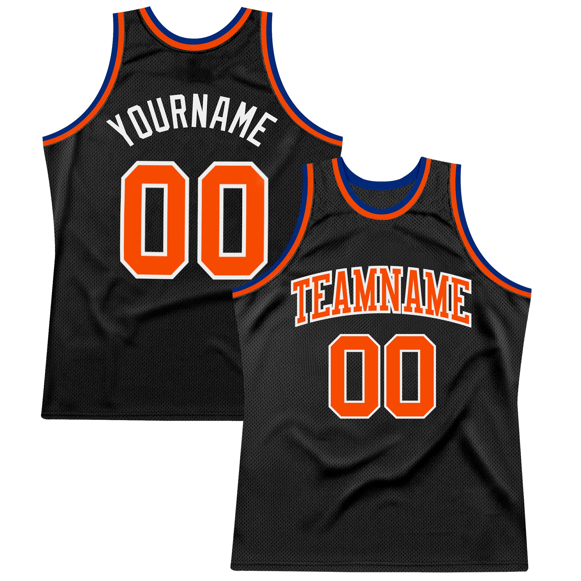 Personalized Black Orange Royal Basketball Jersey for Men and Women - Throwback Style Personalized Black Orange-Royal Throwback