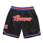 Personalized Black and Orange-Royal Basketball Shorts for Men - Throwback Style Personalized Black Orange-Royal Throwback