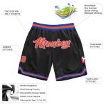 Personalized Black and Orange-Royal Basketball Shorts for Men - Throwback Style Personalized Black Orange-Royal Throwback