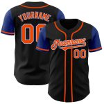 Personalized Two Tone Baseball Jersey in Black and Orange-Royal Colors Personalized Black Orange-Royal Two Tone Baseball