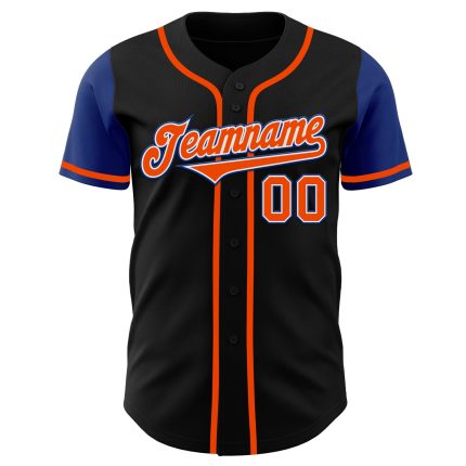 Personalized Two Tone Baseball Jersey in Black and Orange-Royal Colors Personalized Black Orange-Royal Two Tone Baseball