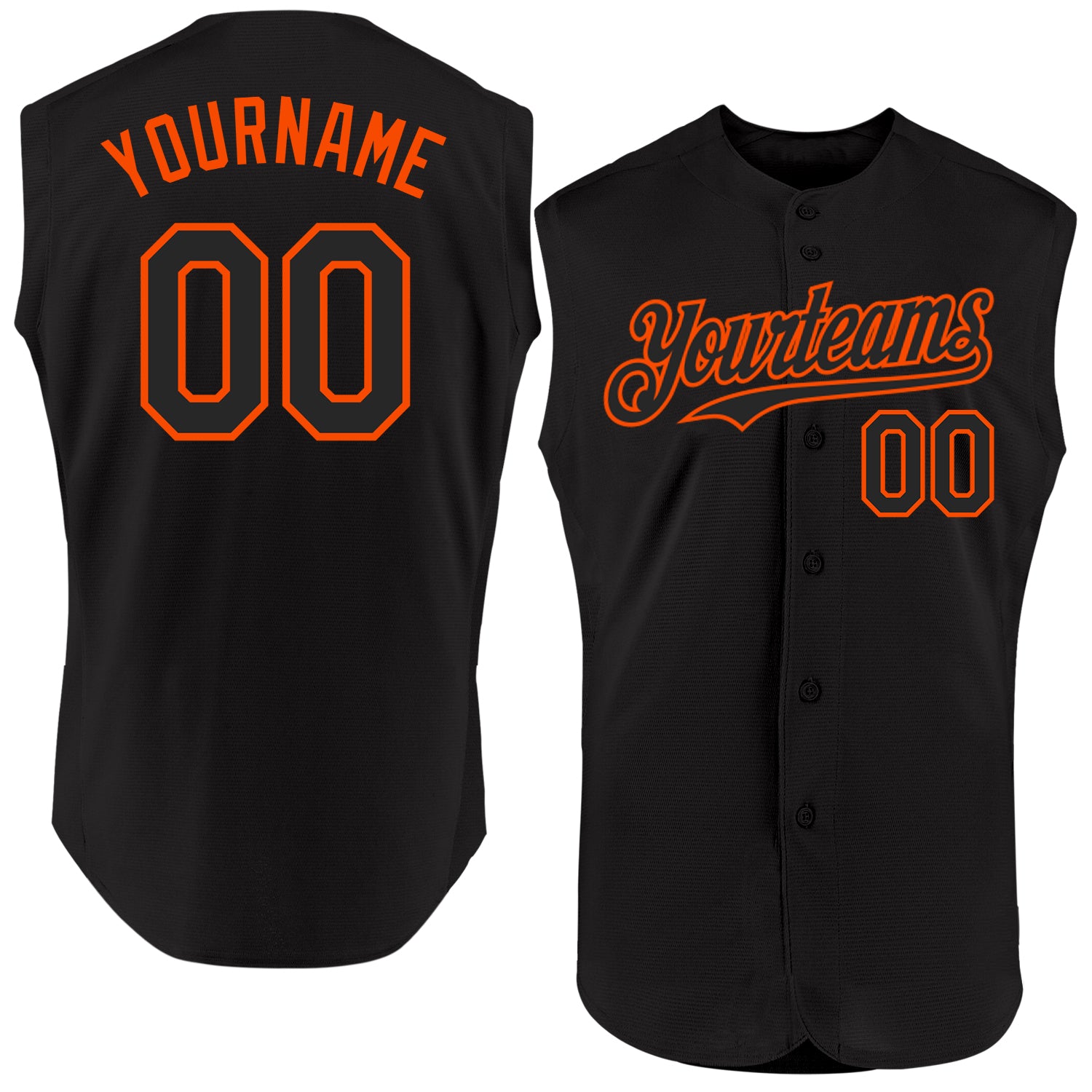 Personalized Black Orange Baseball Jersey for Men - Sleeveless Design, Customizable, Perfect for Team Sports Personalized