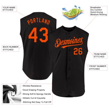 Personalized Black and Orange Baseball Jersey for Kids - Sleeveless Design, Size 3 Personalized Black Orange Sleeveless Baseball
