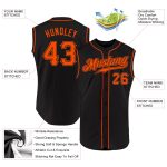 Personalized Black Orange Baseball Jersey for Men, Women, Kids - Sleeveless Design Personalized Black Orange Sleeveless Baseball
