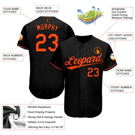Custom Black and Orange Softball Jersey - Personalized Sports Apparel Personalized Black Orange Softball Jersey