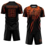 Personalized Black and Orange Soccer Jersey - Custom Sublimation Uniform Personalized Black Orange Sublimation Soccer Uniform