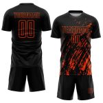 Personalized Soccer Jersey Black Orange Sublimation Uniform for Kids 4 Personalized Black Orange Sublimation Soccer Uniform