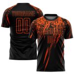 Personalized Black and Orange Soccer Jersey - Custom Sublimation Uniform Personalized Black Orange Sublimation Soccer Uniform