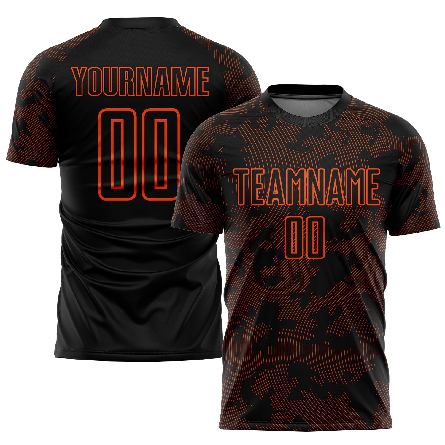 Custom Sublimation Soccer Jersey with Personalized Name & Number - Black & Orange Uniform Personalized Black Orange Sublimation