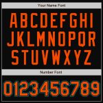 Custom Name Number Varsity Letterman Jacket Personalized Bomber in Black Orange-Teal Two Tone Full-Snap Design Personalized