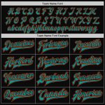Custom Name Number Varsity Letterman Jacket Personalized Bomber in Black Orange-Teal Two Tone Full-Snap Design Personalized