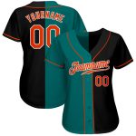 Personalized Black Orange Teal Fashion Baseball Jersey for Men and Women Personalized Black Orange-Teal Split Fashion Baseball