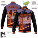 Personalized Golden Gate Bridge San Francisco Varsity Letterman Jacket Black Orange 3D Bomber Full-Snap Edition Personalized