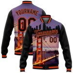 Personalized Golden Gate Bridge San Francisco Varsity Jacket Custom Name Number 3D Bomber Full-Snap Letterman Jacket Personalized