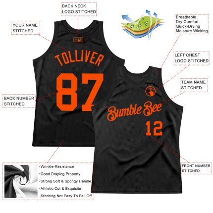 Personalized Basketball Jersey in Black and Orange - Throwback Style Personalized Black Orange Throwback Basketball Jersey