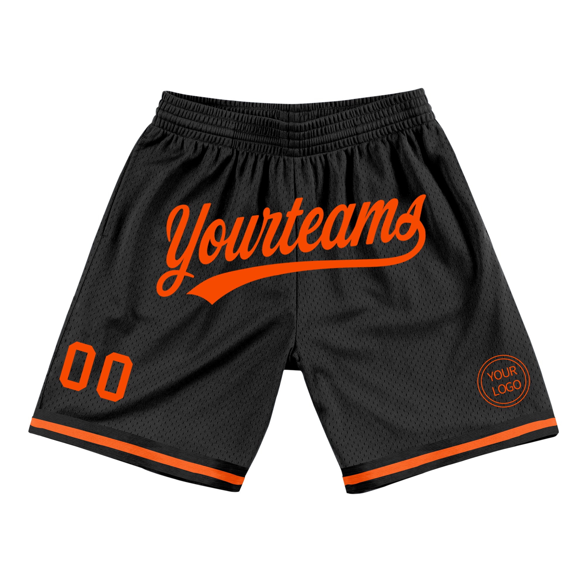 Personalized Black and Orange Basketball Shorts for Men - Throwback Style, Comfortable Fit Personalized Black Orange Throwback