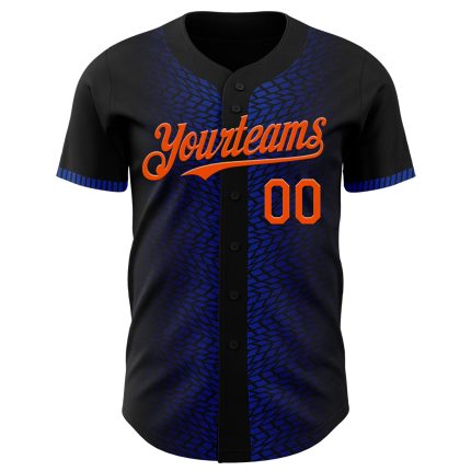 Customizable Black and Orange Baseball Jersey with 3D Geometric Pattern - Personalized Name and Number Design Personalized