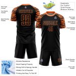 Custom black and orange soccer jersey, side view