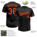 Personalized Black Orange Softball Jersey for Men and Women, Two-Button Unisex Design Personalized Black Orange Two-Button
