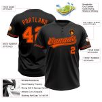 Personalized Unisex Softball Jersey - Black and Orange Two-Button Design Personalized Black Orange Two-Button Unisex Softball