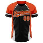 Personalized Black and Orange 3D Curve Solid Baseball Jersey for Men Personalized Black Orange-White 3D Curve Solid Baseball
