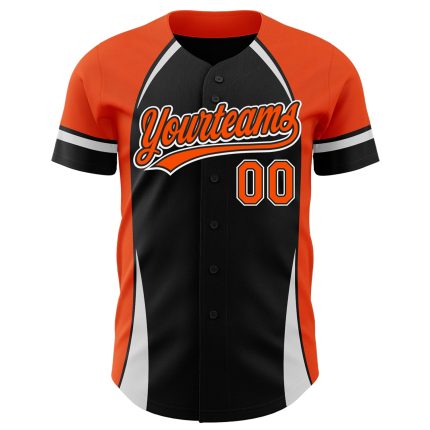 Personalized Black and Orange 3D Curve Solid Baseball Jersey for Men Personalized Black Orange-White 3D Curve Solid Baseball