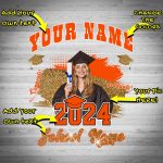 Personalized 3D Graduation T-Shirt in Black, Orange, and White - Custom Performance Tee Personalized Black Orange-White 3D
