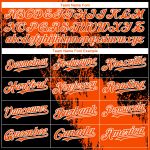 Customizable 3D Pattern Baseball Jersey - Abstract Black Orange White Brush Stroke Design with Personalized Name and Number