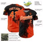 Customizable 3D Pattern Baseball Jersey - Abstract Black Orange White Brush Stroke Design with Personalized Name and Number