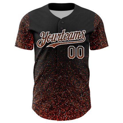 Custom Name Number Authentic Baseball Jersey with 3D Black Orange-White Glitter Dot Design - Personalized Team Apparel Personalized