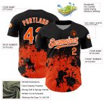 Custom Name Number Baseball Jersey - Personalized 3D Pattern Abstract Splash Grunge Art in Black Orange-White Design Personalized