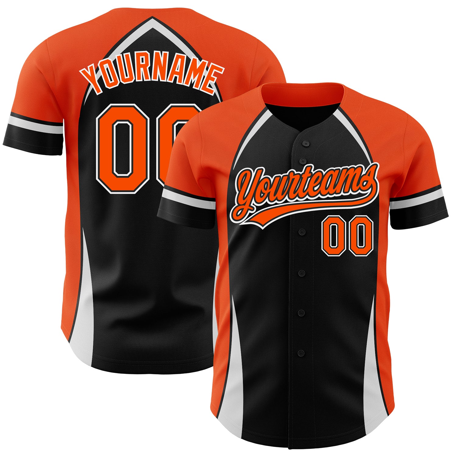 Custom Name and Number Authentic Baseball Jersey - Personalized Black and Orange 3D Pattern Design Personalized Black Orange-White