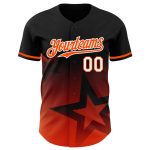 Custom Name and Number Twinkle Star Baseball Jersey in Black Orange-White 3D Gradient Design Personalized Black Orange-White