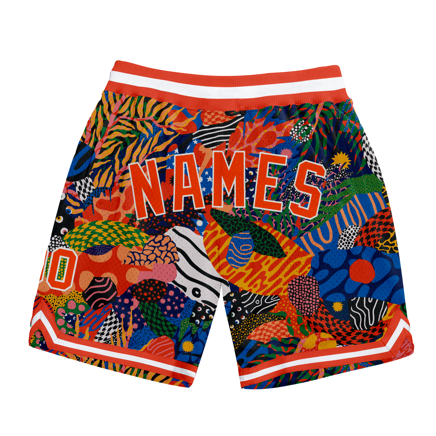 Custom Name Number Authentic Hawaii Basketball Shorts 3D Pattern Black Orange-White Team Gear Personalized Black Orange-White