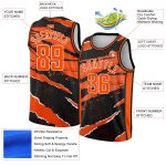 Custom Basketball Jersey with 3D Torn Paper Design - Personalized Black, Orange, and White Team Name & Number Personalized